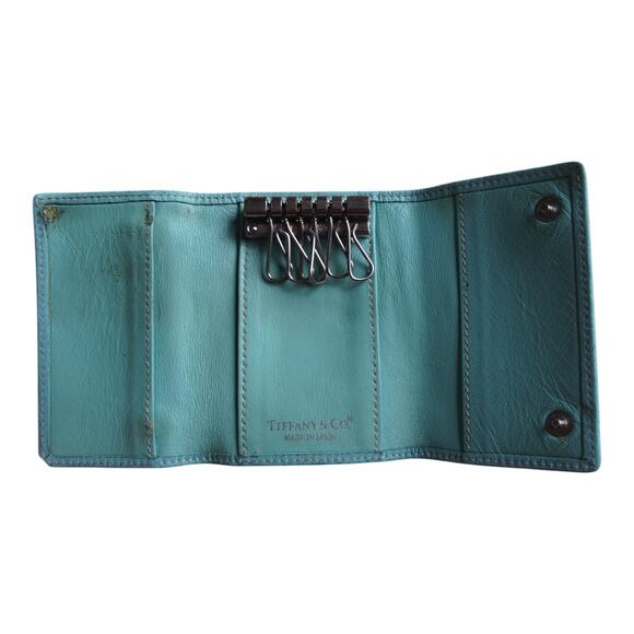 Vintage Tiffany & Co Leather Key Holder Tiffany Blue Made Spain 6 Hook Case